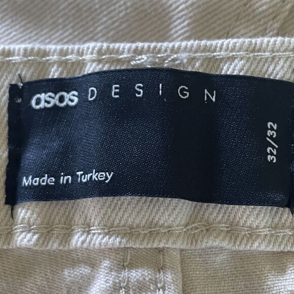 ASOS Design Carpenter Pants Men 32x32 Baggy Ivory Cotton Canvas Wider Legs NWOT - Picture 11 of 12